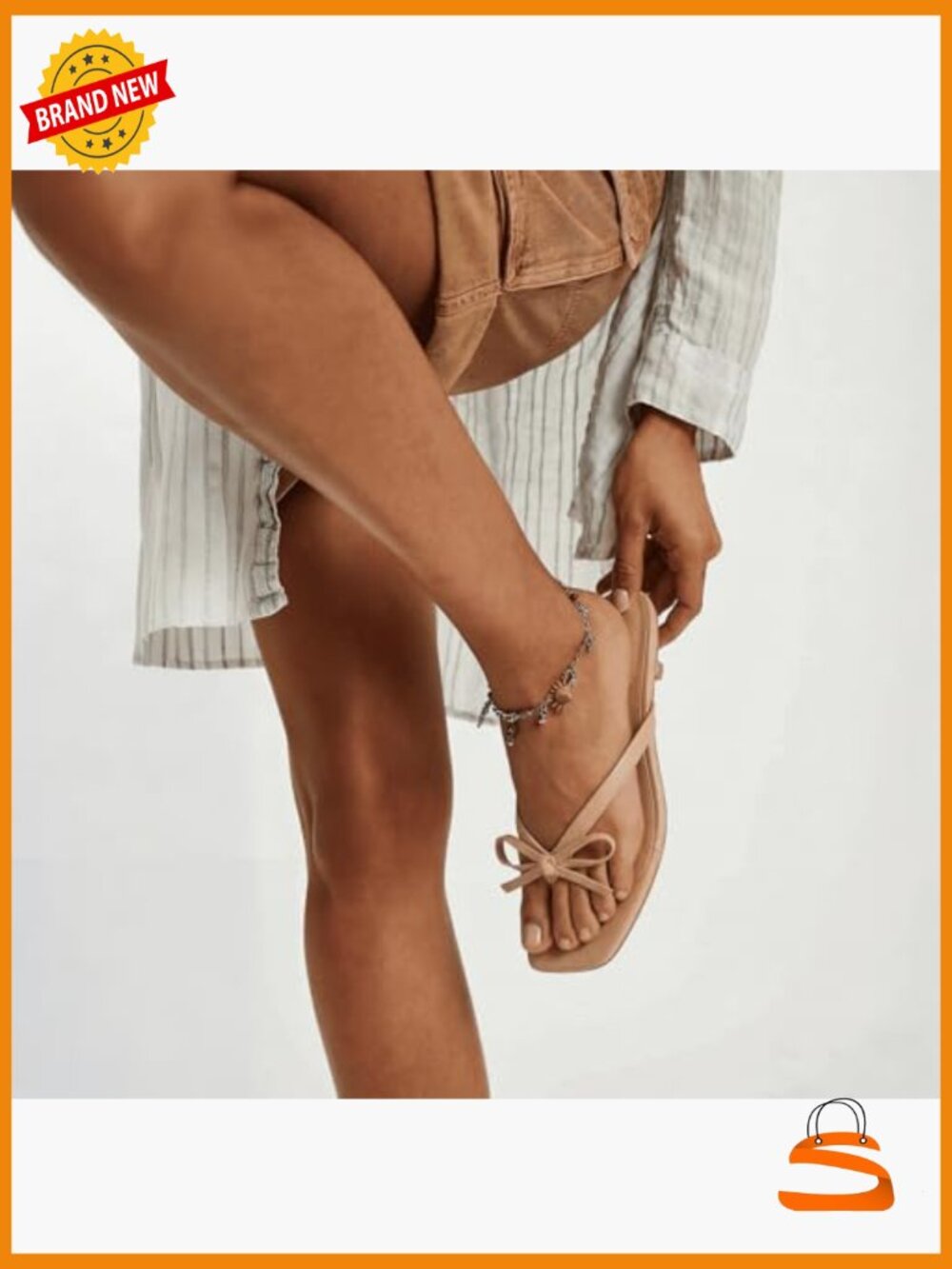 Kitten Heel Sandals with Bow Detail Square Toe Slip On - Picture 6 of 7